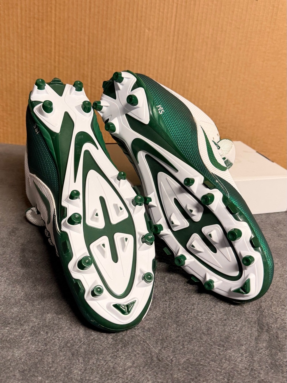 Nike Alpha Pro 2 Mid 3/4 Detachable Football Cleats Green White Sz 13 - Picture 5 of 6